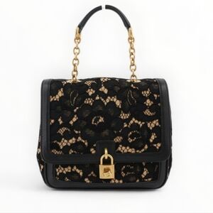 Dolce & Gabbana Black Lace & Beige Crossbody Bag with Gold Hardware
